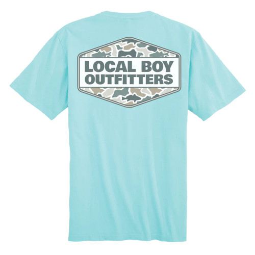 Local Boy Men's Fish Camo Diamond Crest T-Shirt - Aqua