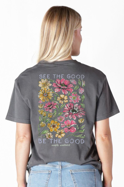 Simply Southern Women's Mineral Wash The Good Tee - Graphite