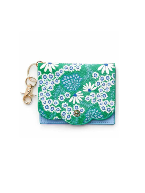 Mary Square Scalloped Daisy Chain Green Wallet