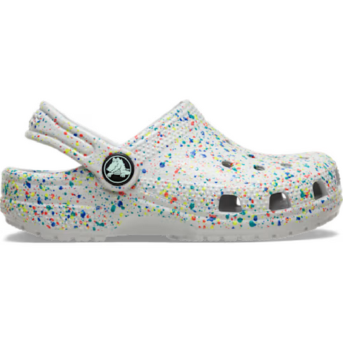 Crocs Kids' Classic Glow Paint Splatter Clog - Summit White/Multi