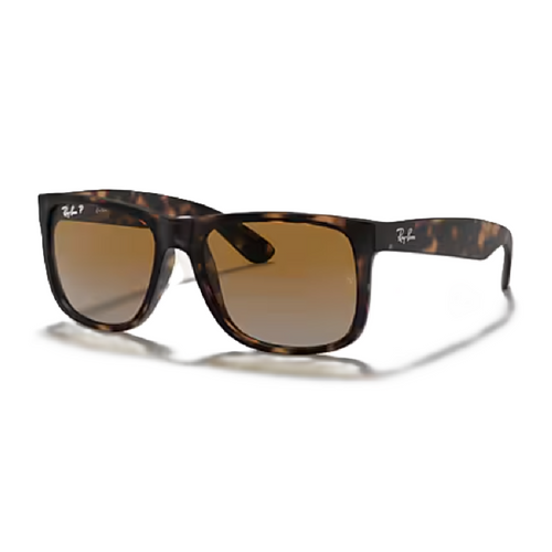 Ray-Ban Justin Polarized Sunglasses – Rubber Havana Frame with Brown Gradient Lenses