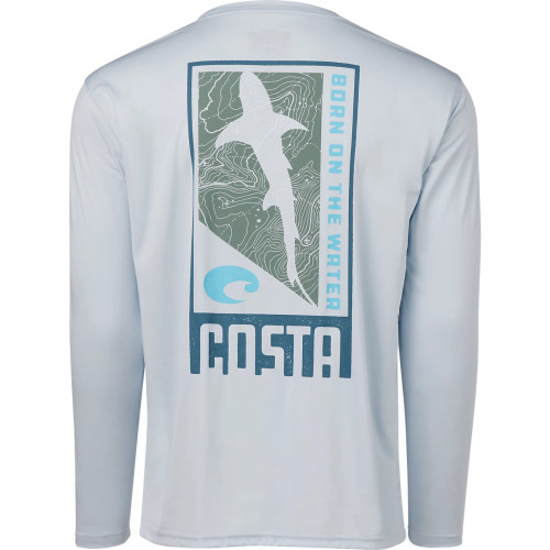 Costa Men's Tech Finder Long-Sleeve Fishing Shirt - Shark Arctic Blue