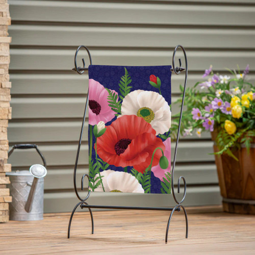 Evergreen Poppy Trio Burlap Garden Flag