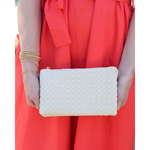 Caroline Hill Liz Crossbody Bag - Woven Almond