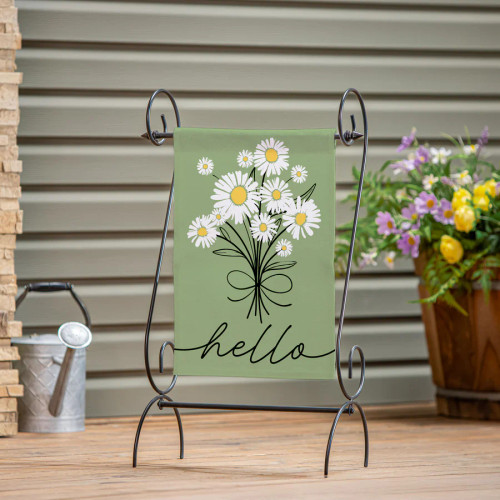 Evergreen Hello Dainty Daisies Burlap Garden Flag