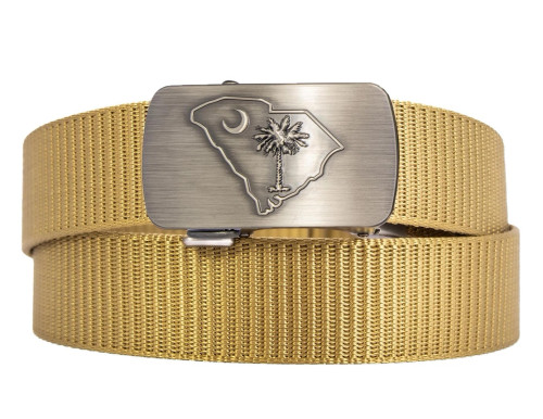 Zep-Pro South Carolina Palmetto Cut-To-Size Belt with Gunmetal Clamp Buckle - Sand