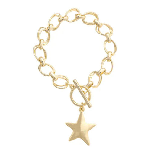 Canvas Elise Hammered Star Toggle Bracelet - Shiny Gold