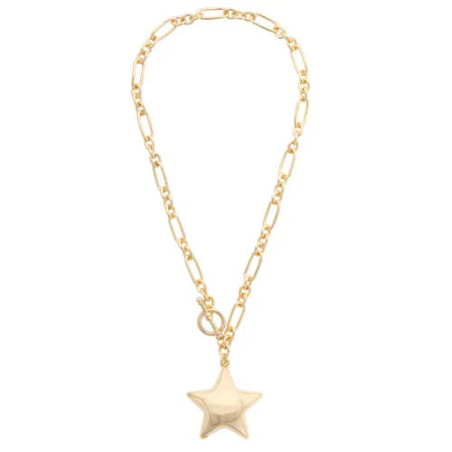 Canvas Bessie Puffy Star Toggle Necklace - Shiny Gold