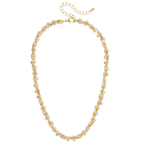 Canvas Krystal Twisted Rhinestone Necklace - Shiny Gold