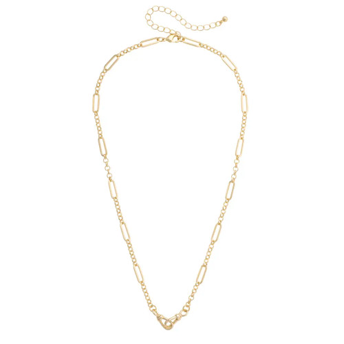 Canvas Khaki Chain Necklace - Shiny Gold