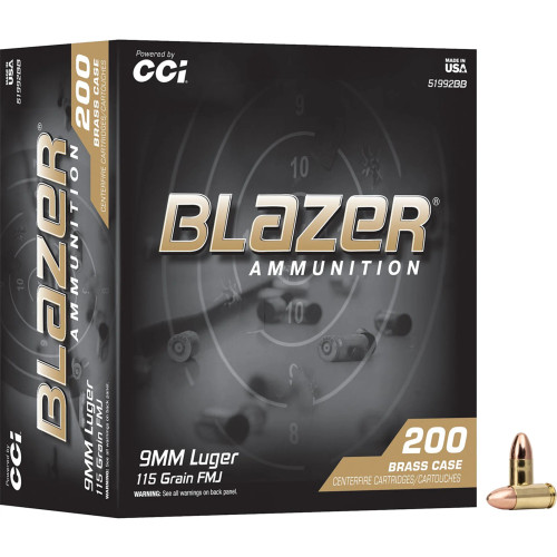 CCI Blazer Brass 9mm Luger 115gr FMJ 1150 FPS