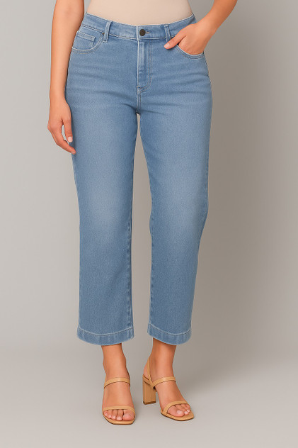 Pine Apparel Women's Cropped Wide Leg Jean - Light Wash