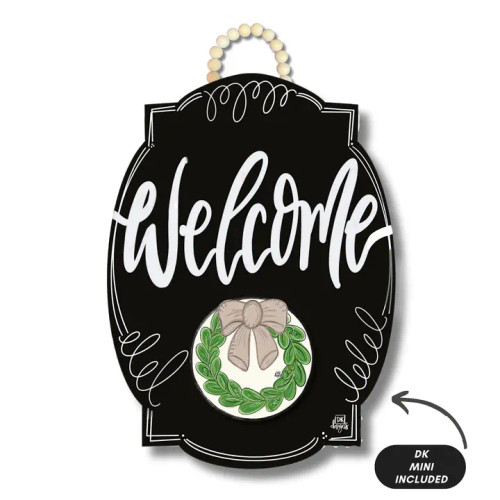 Dk Designs Black Bloom "Welcome" Hanger & Mini