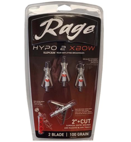 Rage Hypo 2 Crossbow Broadheads 100 gr 2" 4/ct