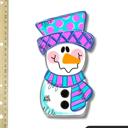 DK Designs Pink Snowman Mini