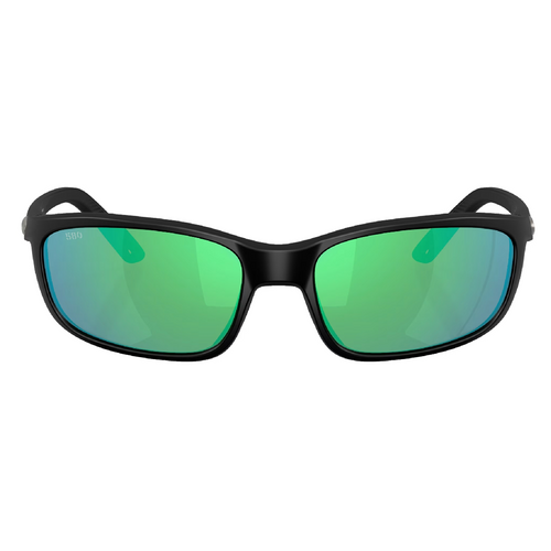 Costa Del Mar Brine Polarized Sunglasses Matte Black with Green Mirror 580G Glass Lenses