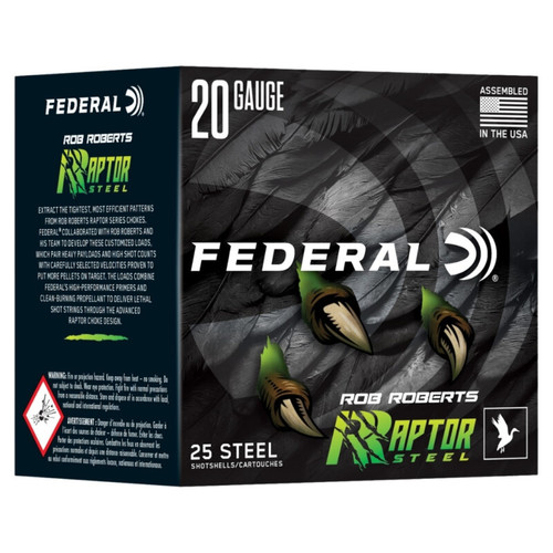 Federal Raptor 20 Gauge Ammo 3" 1oz #4 Steel Shot