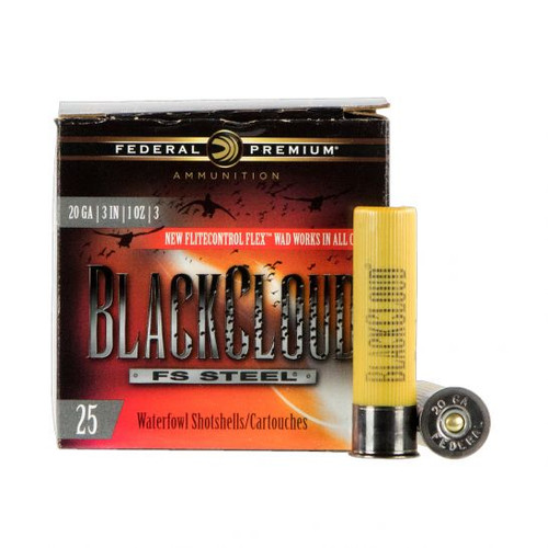 Federal Black Cloud 20 ga 3" 1 oz. #3 25 Shotshells