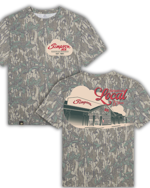 Simpson Hardware Storfront Camo Tee