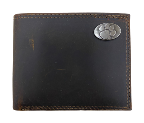 Zep-Pro Crazy Horse Leather Bifold - Clemson Zep-Pro Crazy Horse Leather Bifold - Clemson