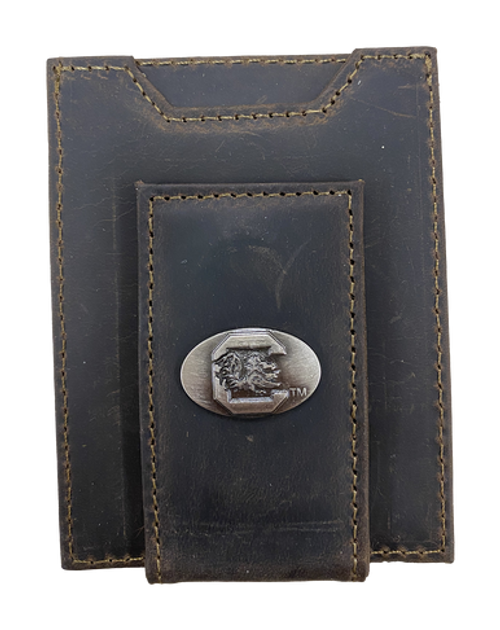 Zep-Pro Crazy Horse Leather Front Pocket Wallet - USC Zep-Pro Crazy Horse Leather Front Pocket Wallet - USC