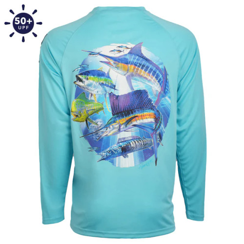 Bimini Bay Hook M' Performance Graphic Long Sleeve Shirt - 
Offshore Slam 5 Tropical Blue