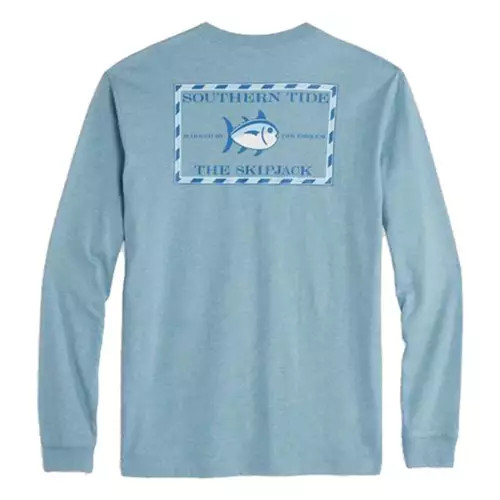 Southern tide Men's Long Sleeve Original Skipjack Tee- Heather Wake Blue