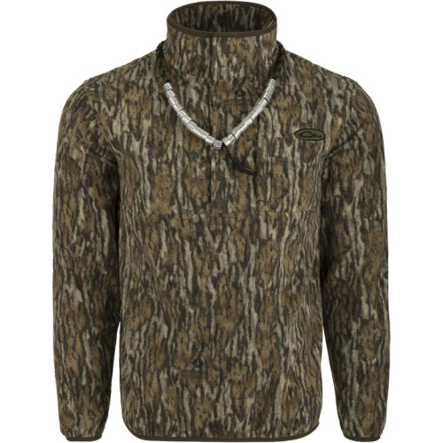 Drake Waterfowl MST Camo Camp Fleece 1/4 Zip - Bottomland