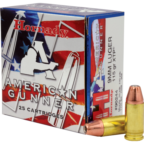 Hornady Ammunition 9mm Luger 115gr xtp American Gunner 25rd box