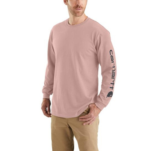 Carhartt Men's Long Sleeve Logo T-Shirt-Ash Rose