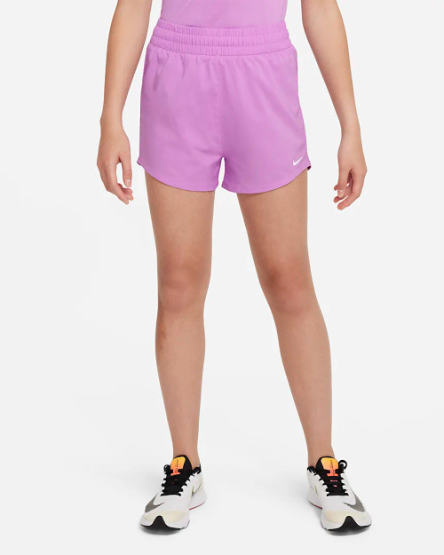 Nike Girls High-Waisted Woven Dri-Fit One Woven Training Shorts- Rush Fuchsia/White