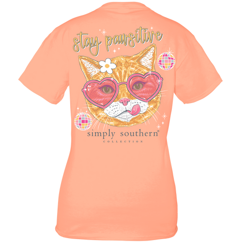 Simply Southern "Stay Pawsitive" T-Shirt- Sherbet