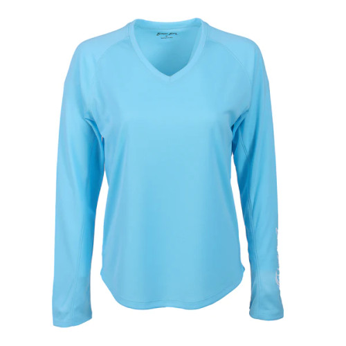 Bimini Bay Cabo II Women's Long Sleeve Shirt Featuring BloodGuard Plus-Coastal Blue