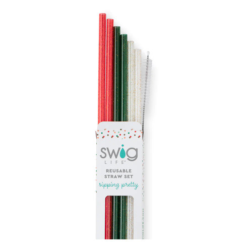 Swig Christmas Glitter Reusable Straw Set