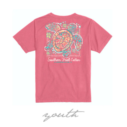 Southern Fried Cotton Youth Go With the Flow Tee - Coral Craze