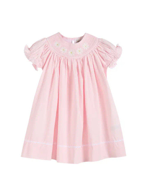 Lil Cactus Light Pink Daisy Smocked Bishop Dress