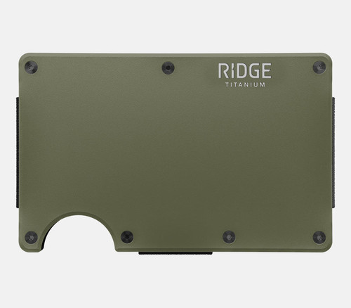 The Ridge Matte Olive Titanium Ridge Wallet with Money Clip