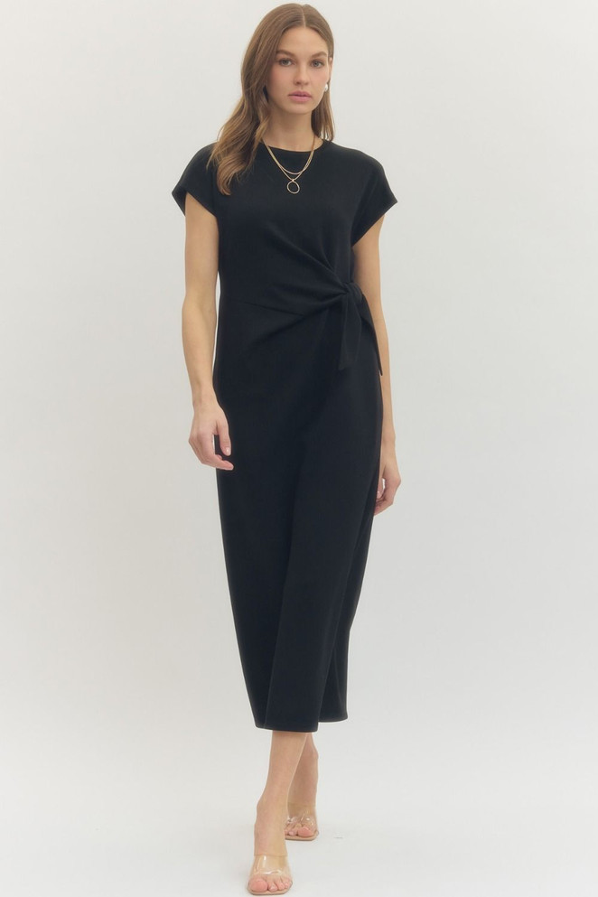 Entro Women's Black Wrap Midi Dress