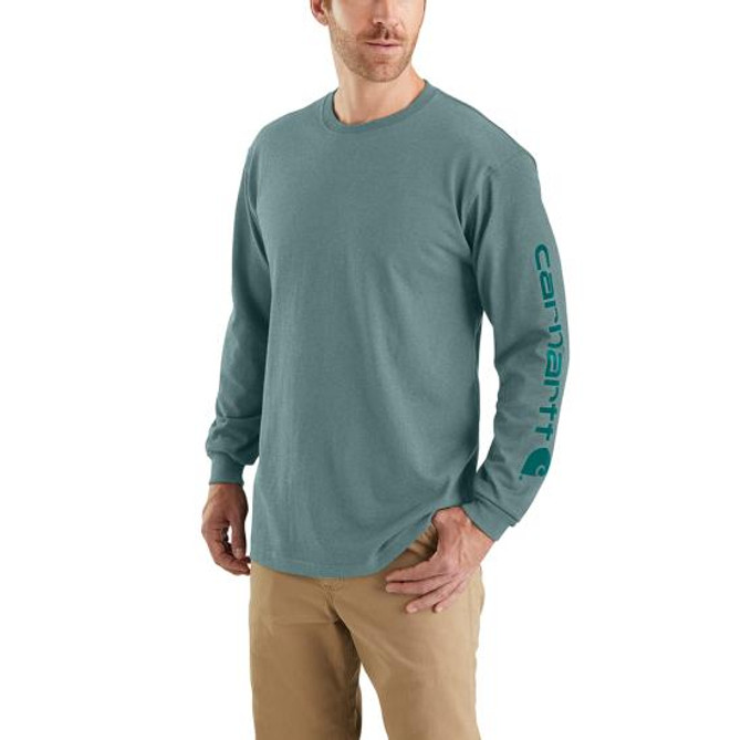 Carhartt Men's Long Sleeve Logo T-Shirt-Sea Pink Heather