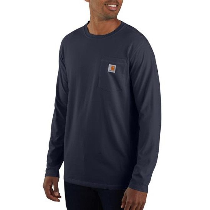 Carhartt Men's Force Relaxed Fit Midweight Long Sleeve Pocket T-Shirt-Navy