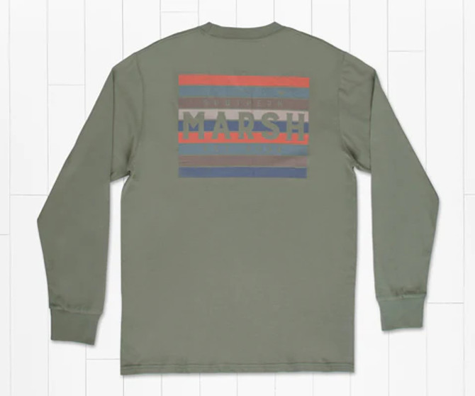Southern Marsh Long Sleeve Branding Color Bars T-Shirt- Bay Green