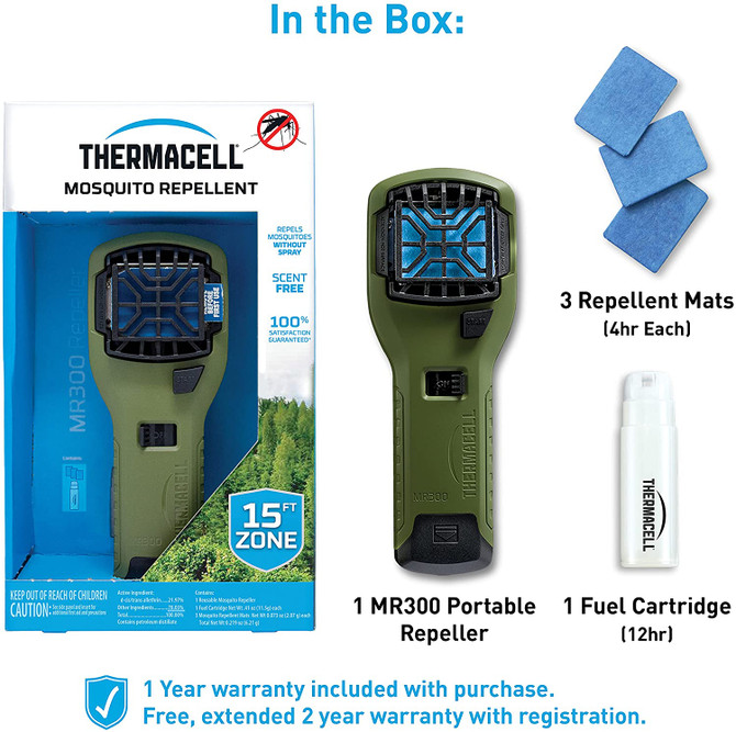 Thermacell MR300 Portable Mosquito Repeller; Highly Effective Mosquito Repellent; Includes 12 Hours of Long Lasting Refills; No Spray, No DEET, No Open Flame; Scent-Free Bug Spray Alternative