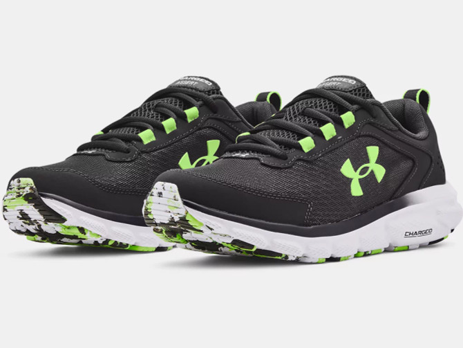 Under Armour Men's Charged Assert 9 Running Shoe- Jet Grey/White/Quicky Lime