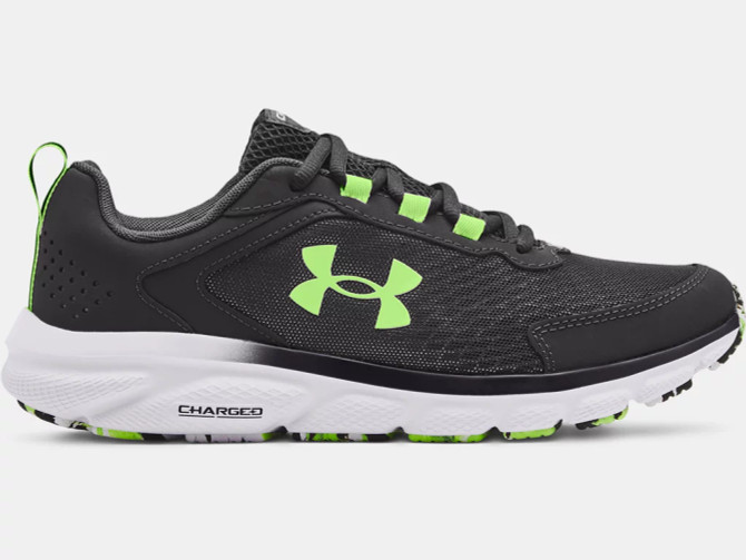 Under Armour Men's Charged Assert 9 Running Shoe- Jet Grey/White/Quicky Lime