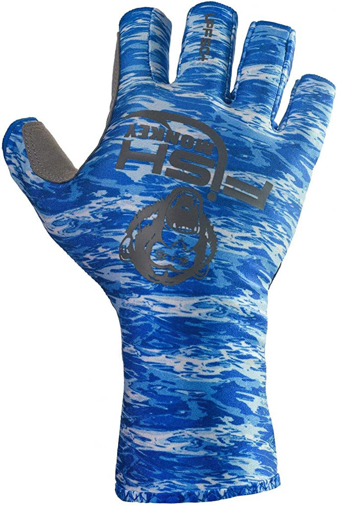 Fish Monkey Half Finger Guide Glove Blue Water Camo