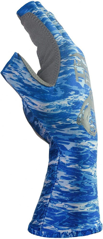 Fish Monkey Half Finger Guide Glove Blue Water Camo