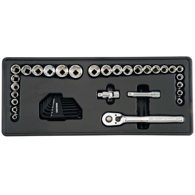 Craftsman 1/4 and 3/8 in. drive Metric and SAE 6 and 12 Point Mechanic's Tool Set 104 pc