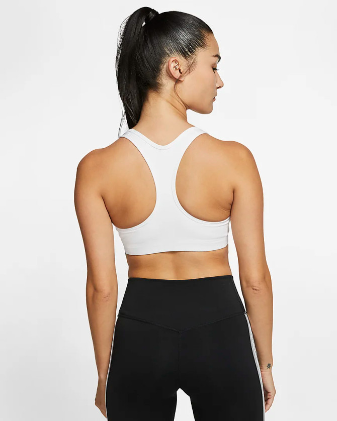 Nike Swoosh Women's Medium-Support Non-Padded Sports Bra- White/Black