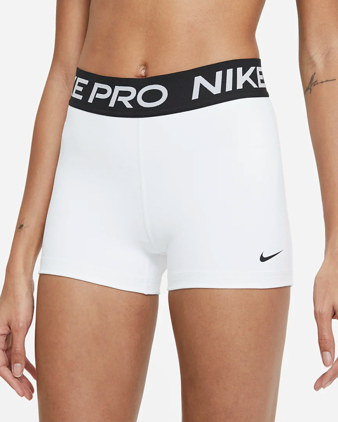 Nike Women's 3" Pro Shorts- White/Black