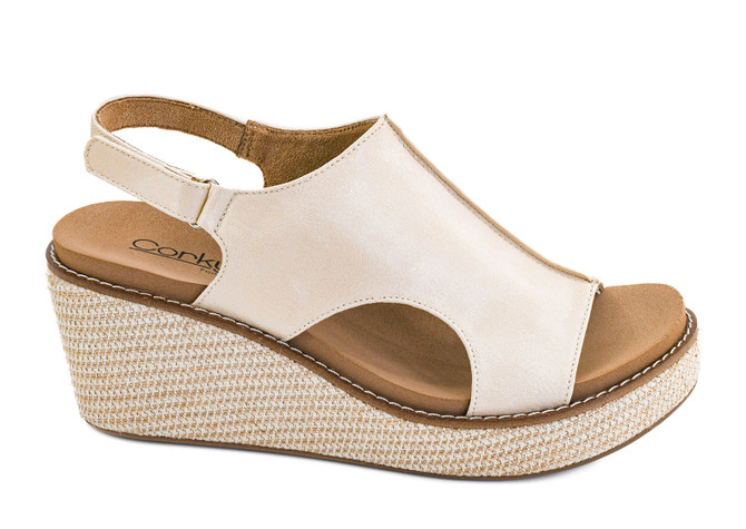 Corkys Women's Carley Wedge Sandal - Ecru